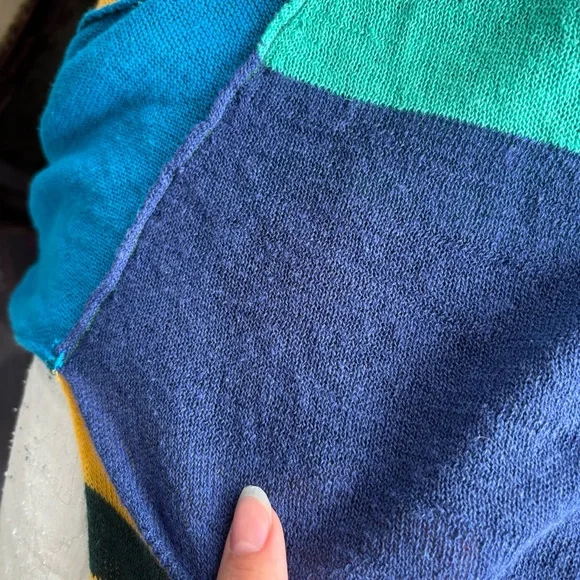 Free People Block Party Pullover Top Striped Oversized linen blend Knit Sweater - Picture 8 of 11